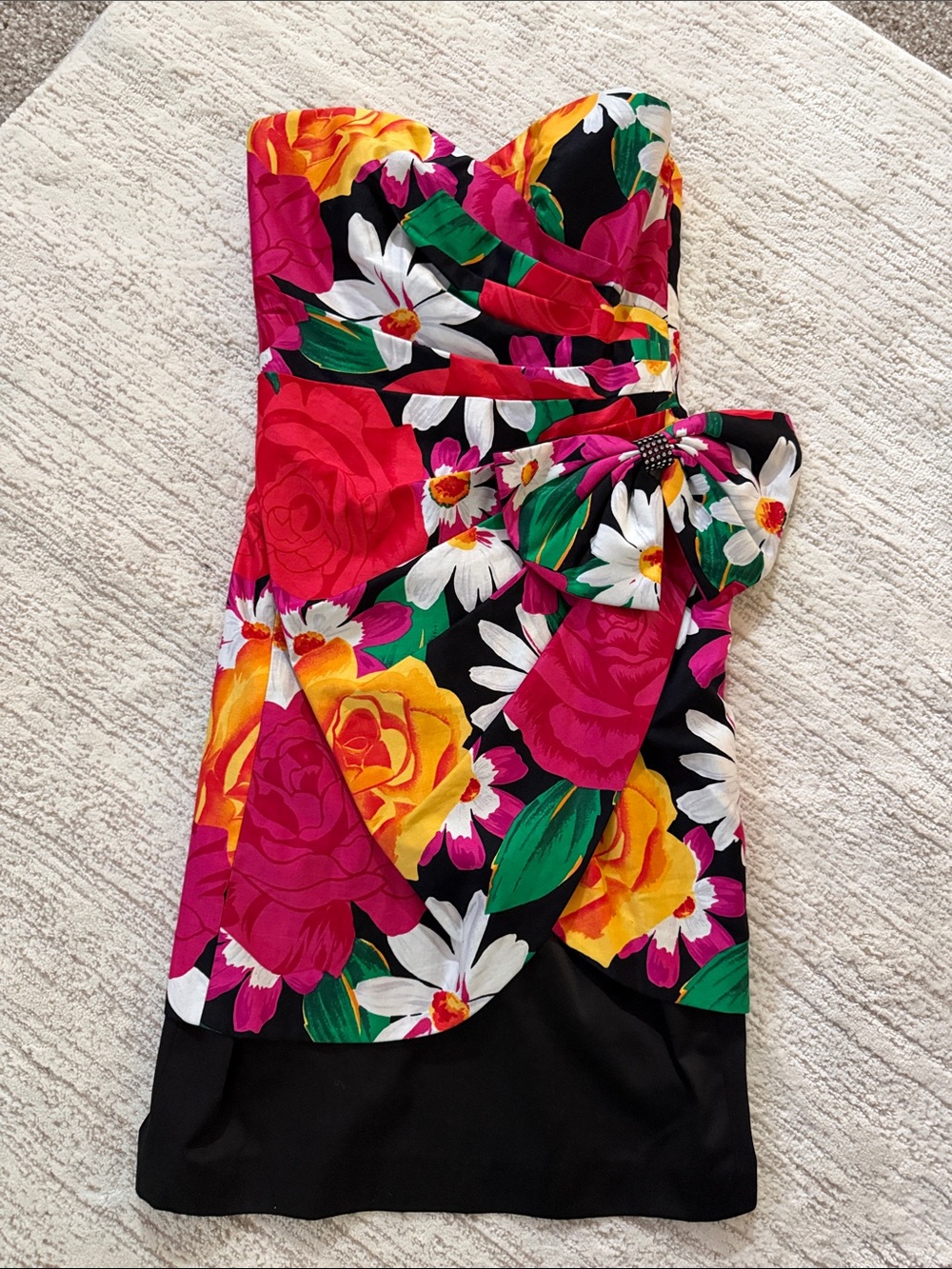 Vintage Strapless AJ Bari cotton Dress with bow 8